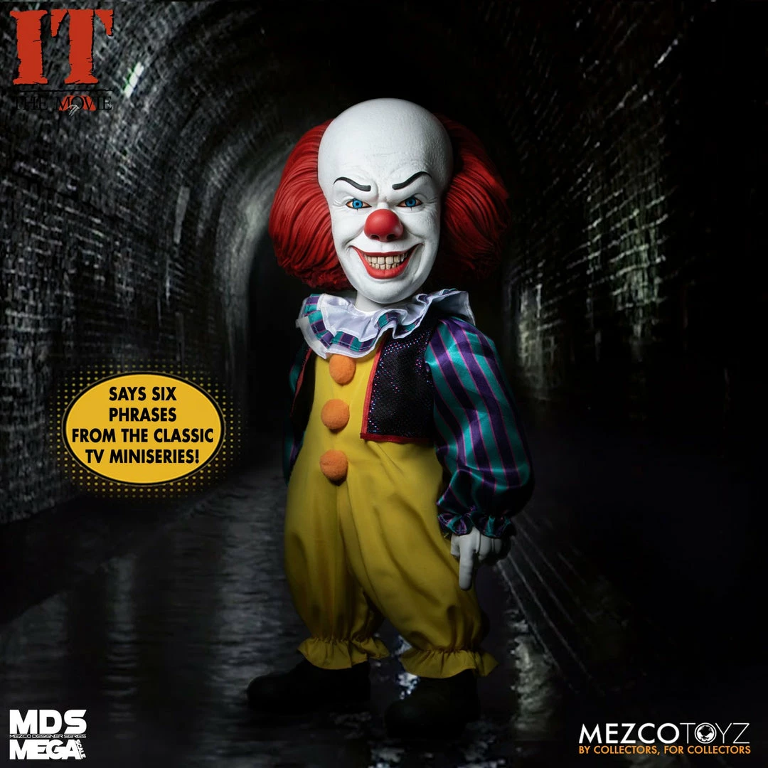 Maybang's Collectibles Mezco Toyz Designer Series MDS Mega Scale IT (1990) Talking Pennywise 15" Action Figure 5 Maybang's Collectibles Mezco Toyz Designer Series MDS Mega Scale IT (1990) Talking Pennywise 15" Action Figure