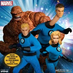 Maybang's Collectibles Mezco Toyz One:12 Collective Marvel Comics Fantastic Four Deluxe Steel Boxed Set 1/12 Scale Action Figure Set