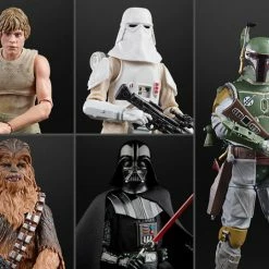 Maybang's Collectibles Hasbro Star Wars 40th Anniversary The Black Series 6" Wave 36 Set Of 5 Figures (Darth Vader, Boba Fett, Luke Skywalker, Chewbacca, Snowtrooper)