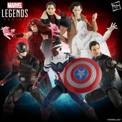 Maybang's Collectibles Hasbro Disney+ Marvel Legends Wave 1 Set Of 7 Figures Captain America (Sam Wilson/Falcon), John Walker (U.S. Agent), Baron Zemo, Bucky Barnes (Winter Soldier), Loki, Scarlet Witch & Vision (Captain America Flight Gear BAF)