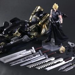 Maybang's Collectibles Square Enix Final Fantasy VII Advent Children Play Arts Kai Cloud Strife & Fenrir Bike Action Figure Set