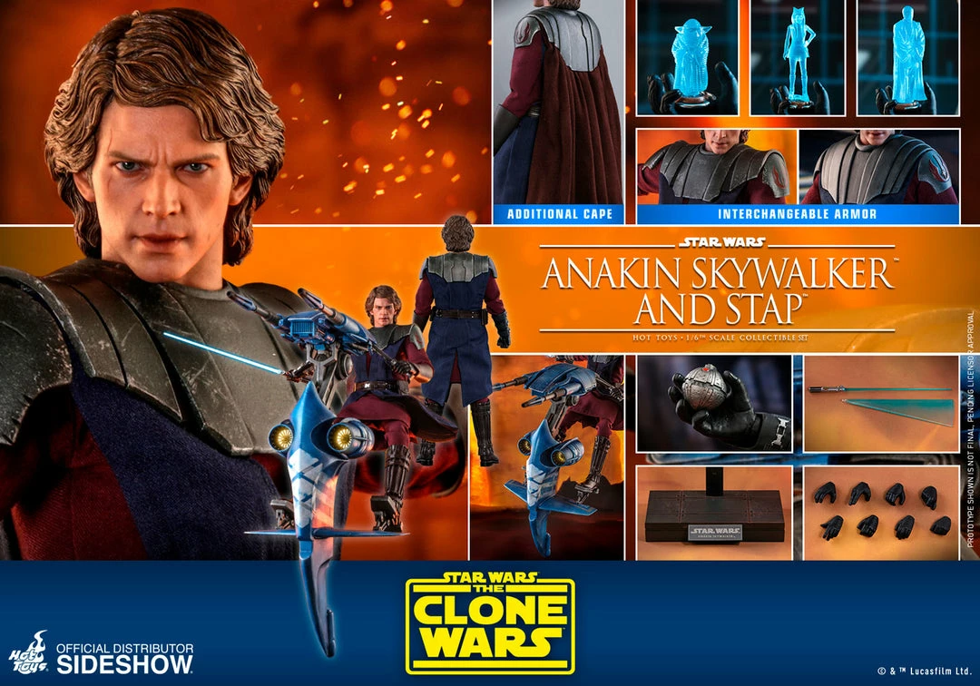 Maybang's Collectibles Hot Toys Star Wars The Clone Wars General Anakin Skywalker And STAP 1/6 Scale 12" Collectible Figure Set 17 Maybang's Collectibles Hot Toys Star Wars The Clone Wars General Anakin Skywalker And STAP 1/6 Scale 12" Collectible Figure Set