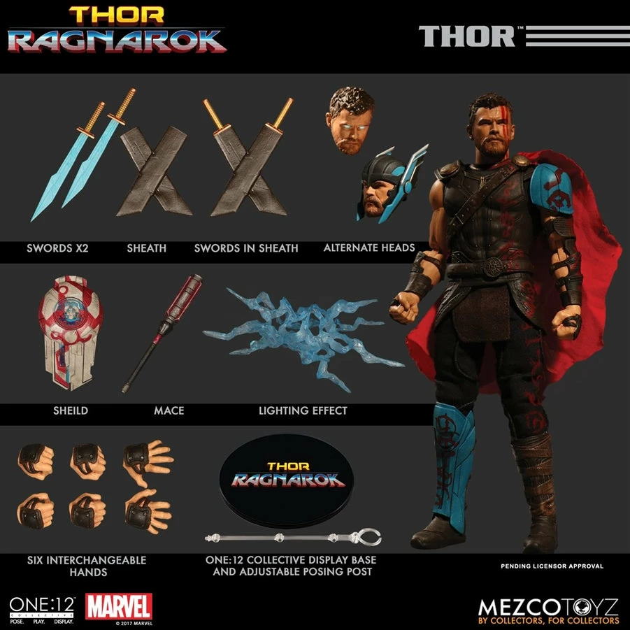 Vendor-unknown Mezco Toyz One:12 Collective Marvel Comics Thor Ragnarok Gladiator Thor 1/12 Scale 6" Action Figure 11 Vendor-unknown Mezco Toyz One:12 Collective Marvel Comics Thor Ragnarok Gladiator Thor 1/12 Scale 6" Action Figure