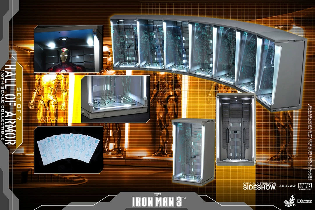 Maybang's Collectibles Hot Toys Marvel Iron Man 1/6 Scale Diorama Accessory Hall Of Armor Set Of 7 5 Maybang's Collectibles Hot Toys Marvel Iron Man 1/6 Scale Diorama Accessory Hall Of Armor Set Of 7