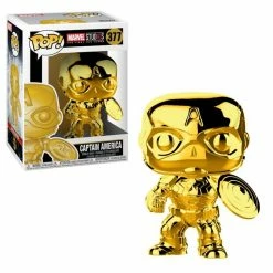 Maybang's Collectibles Funko Pop Marvel Studios 10th Anniversary Captain America (Gold Chrome) Figure