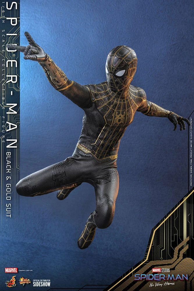 Maybang's Collectibles Hot Toys Marvel Spider-Man: No Way Home Spider-Man (Black & Gold Suit) 1/6 Scale 12" Collectible Figure 3 Maybang's Collectibles Hot Toys Marvel Spider-Man: No Way Home Spider-Man (Black & Gold Suit) 1/6 Scale 12" Collectible Figure