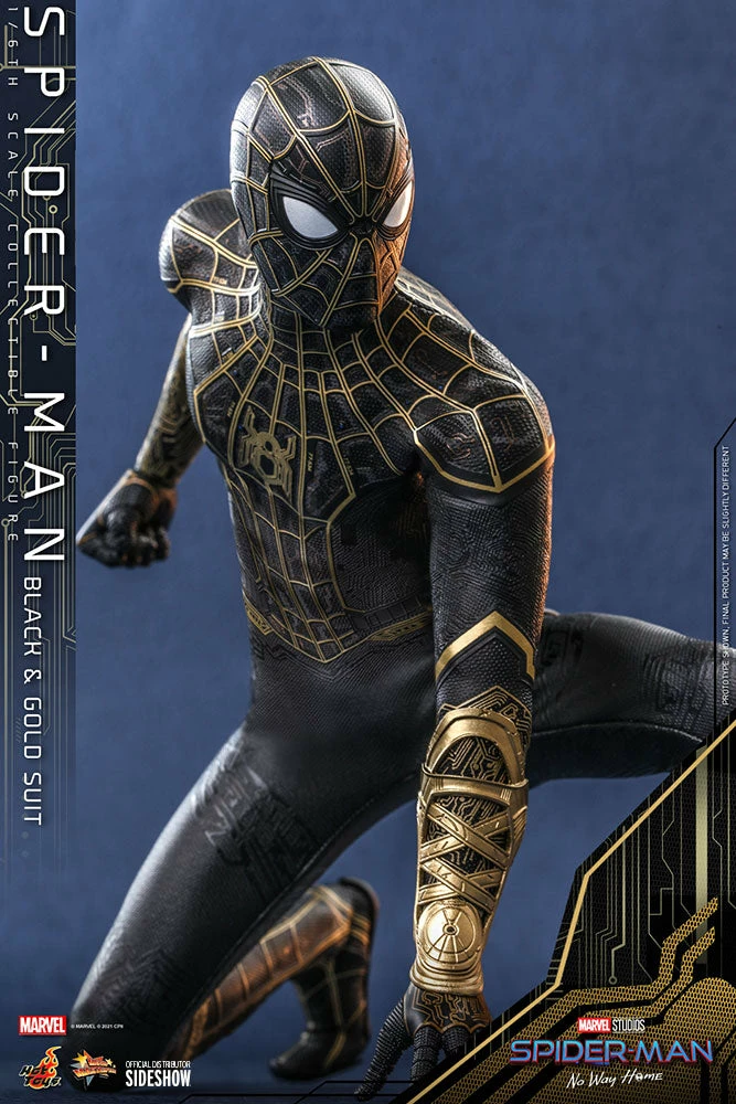 Maybang's Collectibles Hot Toys Marvel Spider-Man: No Way Home Spider-Man (Black & Gold Suit) 1/6 Scale 12" Collectible Figure 8 Maybang's Collectibles Hot Toys Marvel Spider-Man: No Way Home Spider-Man (Black & Gold Suit) 1/6 Scale 12" Collectible Figure