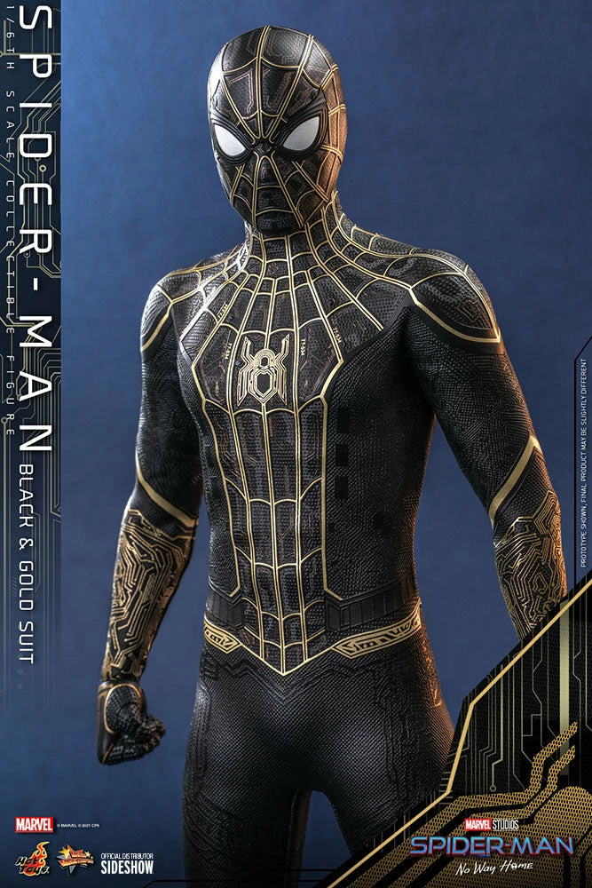 Maybang's Collectibles Hot Toys Marvel Spider-Man: No Way Home Spider-Man (Black & Gold Suit) 1/6 Scale 12" Collectible Figure 9 Maybang's Collectibles Hot Toys Marvel Spider-Man: No Way Home Spider-Man (Black & Gold Suit) 1/6 Scale 12" Collectible Figure