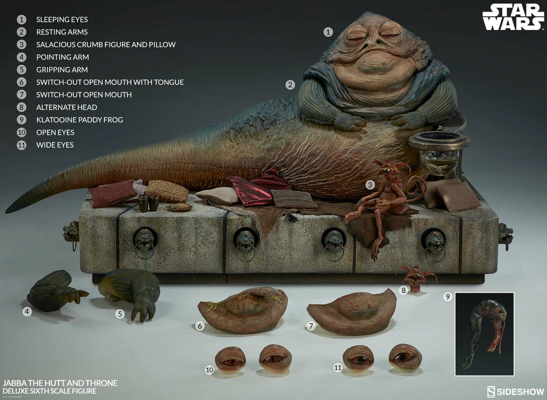 Vendor-unknown Sideshow Collectibles Sideshow Star Wars Jabba The Hutt And Throne Deluxe 1/6 Scale Figure 30 Vendor-unknown Sideshow Collectibles Sideshow Star Wars Jabba The Hutt And Throne Deluxe 1/6 Scale Figure