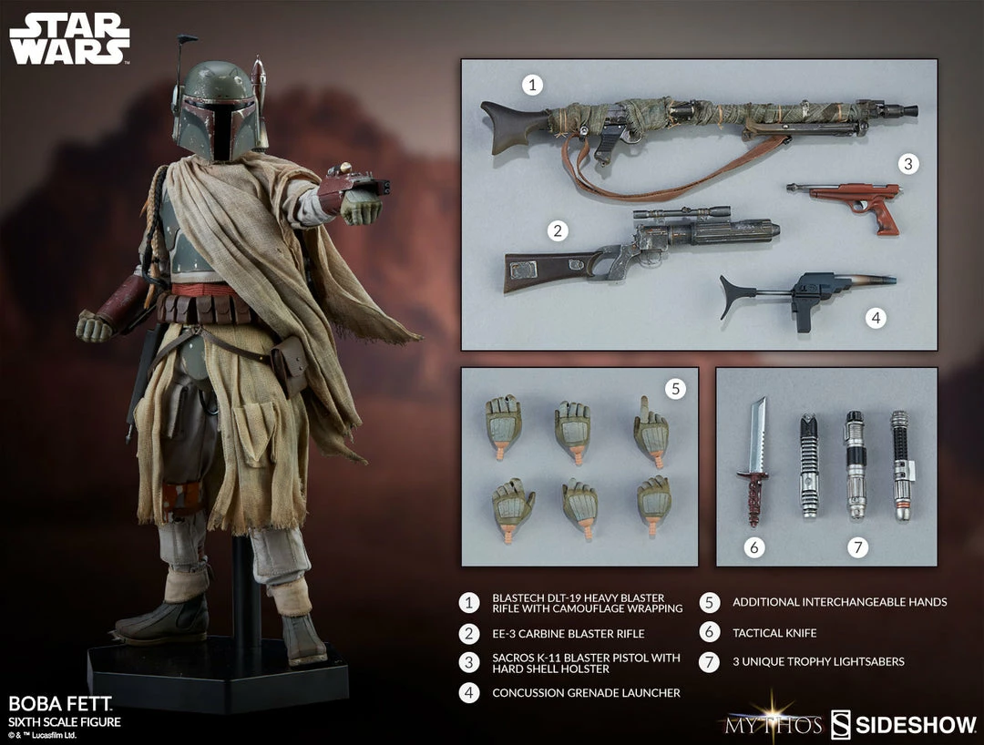 Maybang's Collectibles Sideshow Star Wars Mythos Collection Boba Fett 1/6 Scale 12" Action Figure 5 Maybang's Collectibles Sideshow Star Wars Mythos Collection Boba Fett 1/6 Scale 12" Action Figure