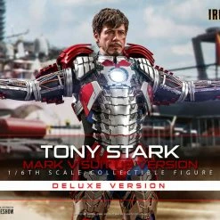 Maybang's Collectibles Hot Toys Marvel Comics Iron Man 2 Tony Stark (Mark V Suit Up Version) Deluxe 1/6 Scale 12" Collectible Figure